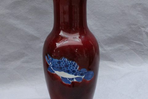 RYVX01 red blue fish design ceramic vase 