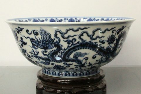RYWB09 Ming dynasty Reproduction Blue And White Dragon Ceramic Bowl