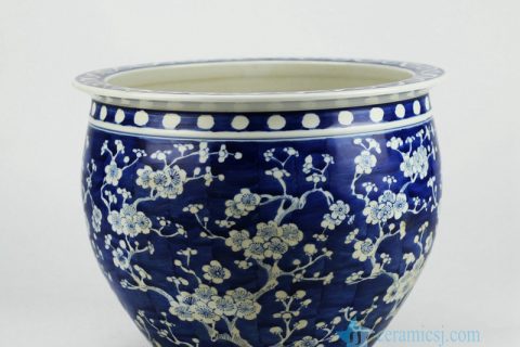 RYWG06 High quality hand painted blue and white plum blosoom ceramic outdoor planters