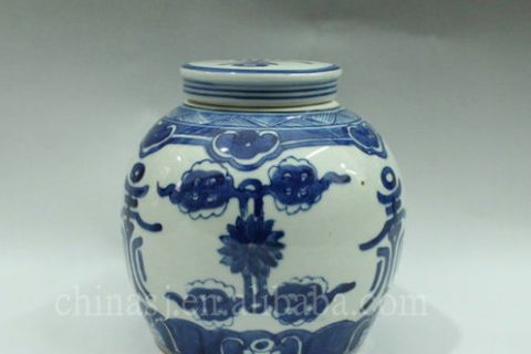 RYWK07 6.3" blue and white ceramic small Tea Jar