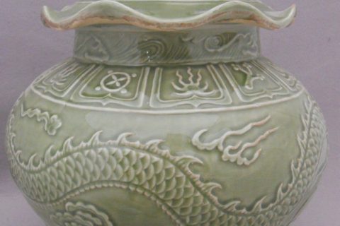 WRYPL03 Jingdezhen engraved dragon Cut-edge Ceramic Jar 