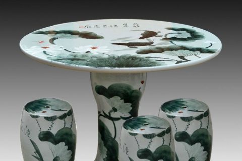 antique wucai ink and wash ceramic garden stool table set RYAY264