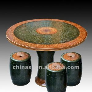 beautiful brown ceramic garden stool table set RYAY252