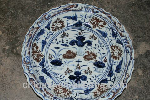 big blue white Porcelain Plate for appreciate RYVH10