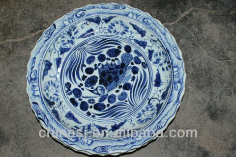 big blue white Porcelain Plate for appreciate RYVH07