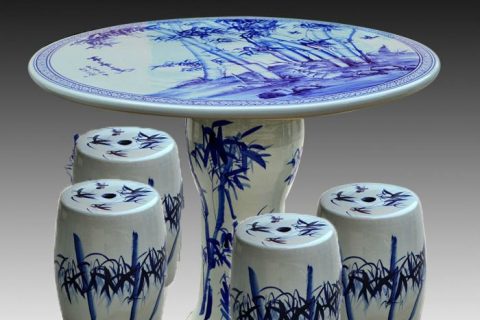 blue and white bamboo ceramic garden stool table set RYAY267