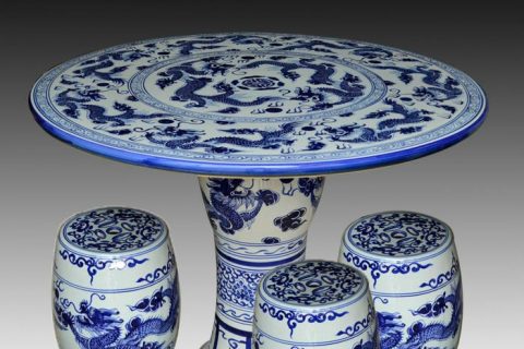 blue and white bamboo ceramic garden stool table set RYAY271