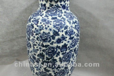 blue and white ceramic vase with handles RYUX04