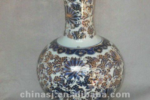 blue and white gilt ceramic Home Decor Flower Vase RYTA03