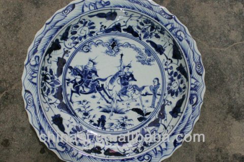 blue white decorative Porcelain Plate for appreciate RYVH01