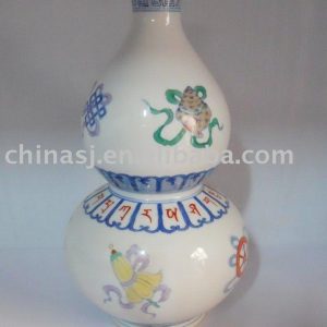 Antique famille rose Ceramic Vase Gourd Shape WRYAS68