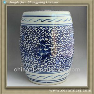 Blue & White Floral Garden Stool 17" tall WRYON05