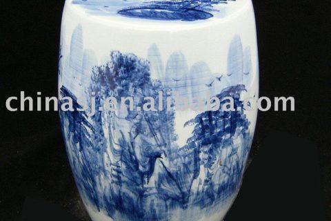Ceramic Garden Seat hand painted Chinese landscape WRYAZ221