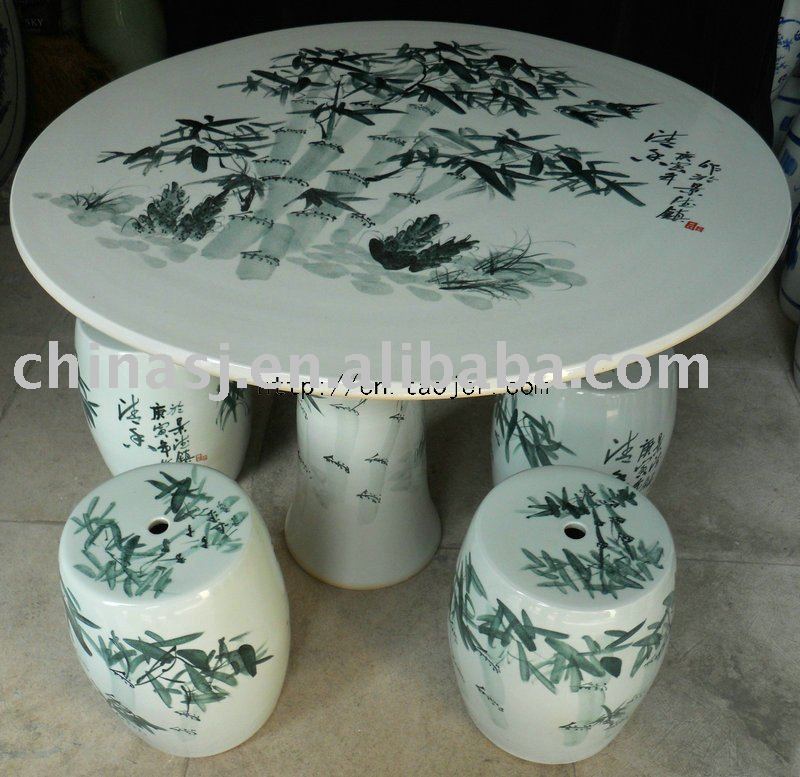 Chinese bamboo ceramic garden table set ZDTZ45-A-B