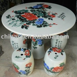 Chinese peony ceramic garden table stool WRYAY20
