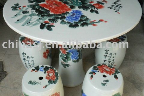 Chinese peony ceramic garden table stool WRYAY20