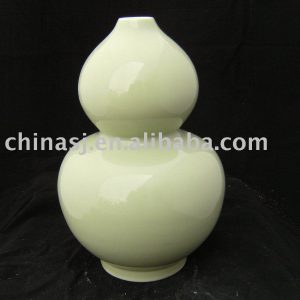 Large Gourd shape light yellow Ceramic Vase
