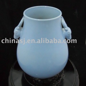 Light Blue Glazed Porcelain Vase with two Sheep Handle WRYCN69