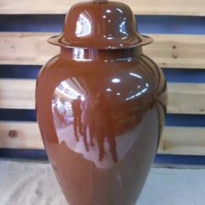 WRYKB28 H55cm chocolate color ceramic temple jar with cover 