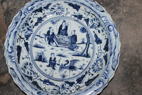 blue white decorative Porcelain Plate for appreciate RYVH02