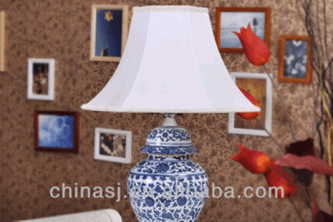 Ginger Jar Lamp Jingdezhen Shengjiang, Benoit Blue And White Ceramic Table Lamp