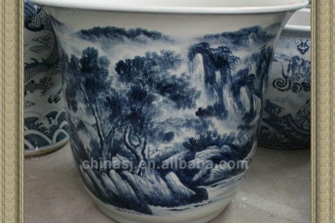 RYWY07 35.5inch Hand painted Chinese Scenery Flower Pots