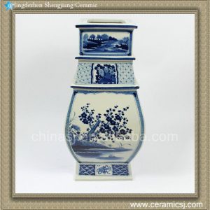 RZAJ04 19.5inch Blue and White Squre Plum blossom Vase