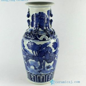 RZCM04 16.5 inch Chinese Blue and White Lotus Vas