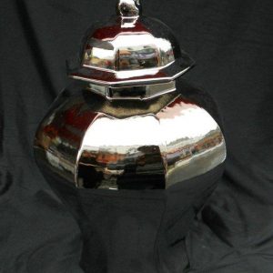 WRYAZ242 porcelain ginger jar silver and gold 