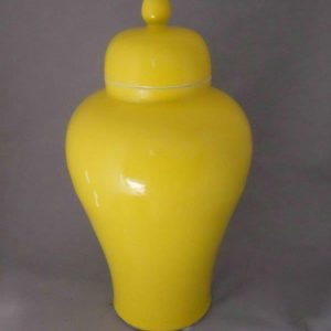 WRYKB83 Bright yellow ceramic storage jar 