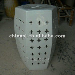 WRYNQ35 19.5inch Hand carved white Ceramic Garden Stool 