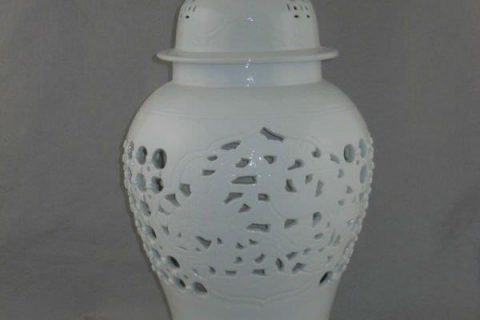 Double layer hand carved ceramic ginger jar WRYNQ18