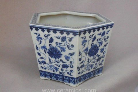 blue white ceramic flower pot WRYSZ02