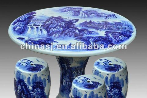 antique blue and white ceramic garden stool table set RYAY259