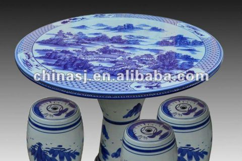 antique blue and white ceramic garden stool table set RYAY262