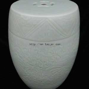 WRYMA01 light celadon engraved Ceramic Garden Stool 
