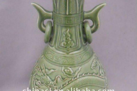 WRYPL04 Green Chinese dragon design Porcelain Vase 