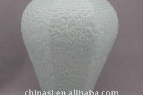 WRYPL10 Pale Celadon Blue Porcelain Meiping Vase 