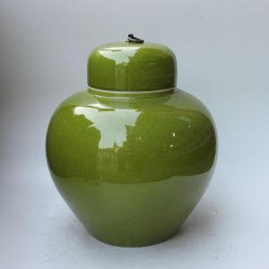 RYDB35 Ceramic jar Pot, green with a metal lid