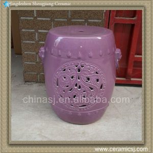 RYNQ53 17inch Hand carved Purple Ceramic Stool
