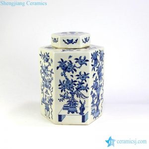 RYQQ11 12inch Hand painted Blue and White Pomegranate design Jar