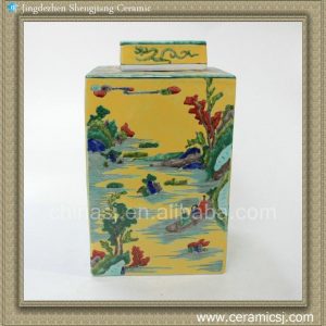 RYQQ24 12inch Chinese landscape design Plain tricolour Ceramic Jar