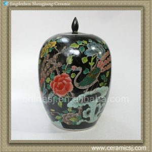 RYQQ25 13inch Qing dynasty reproduction Plain tricolour Ceramic Melon Jar