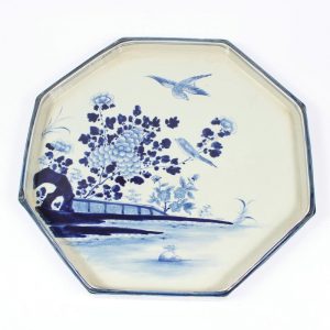 RZAJ12 Set of two B/W Plate Bowl, Hand Painted , Floral bird and landscape design