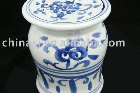 blue and white Ceramic Garden Seat floral WRYAZ220