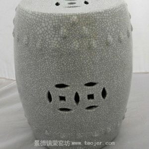 WRYHE15 White Crackled Ceramic Garden Stool