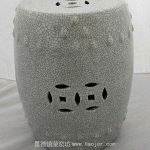 WRYHE15 White Crackled Ceramic Garden Stool