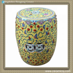 RYIR101 Hand painted Famille rose yellow blue red porcelain stool  table outdoor