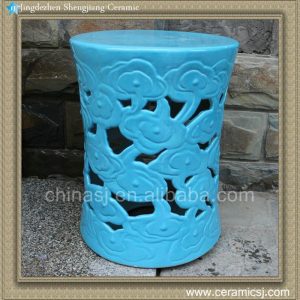 RYIR97 17.7" garden ideas Blue Ceramic Cloud Stool