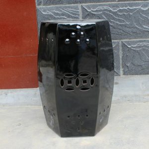 RYNQ74 18.5" Black out door patios 6 sided Ceramic Stool